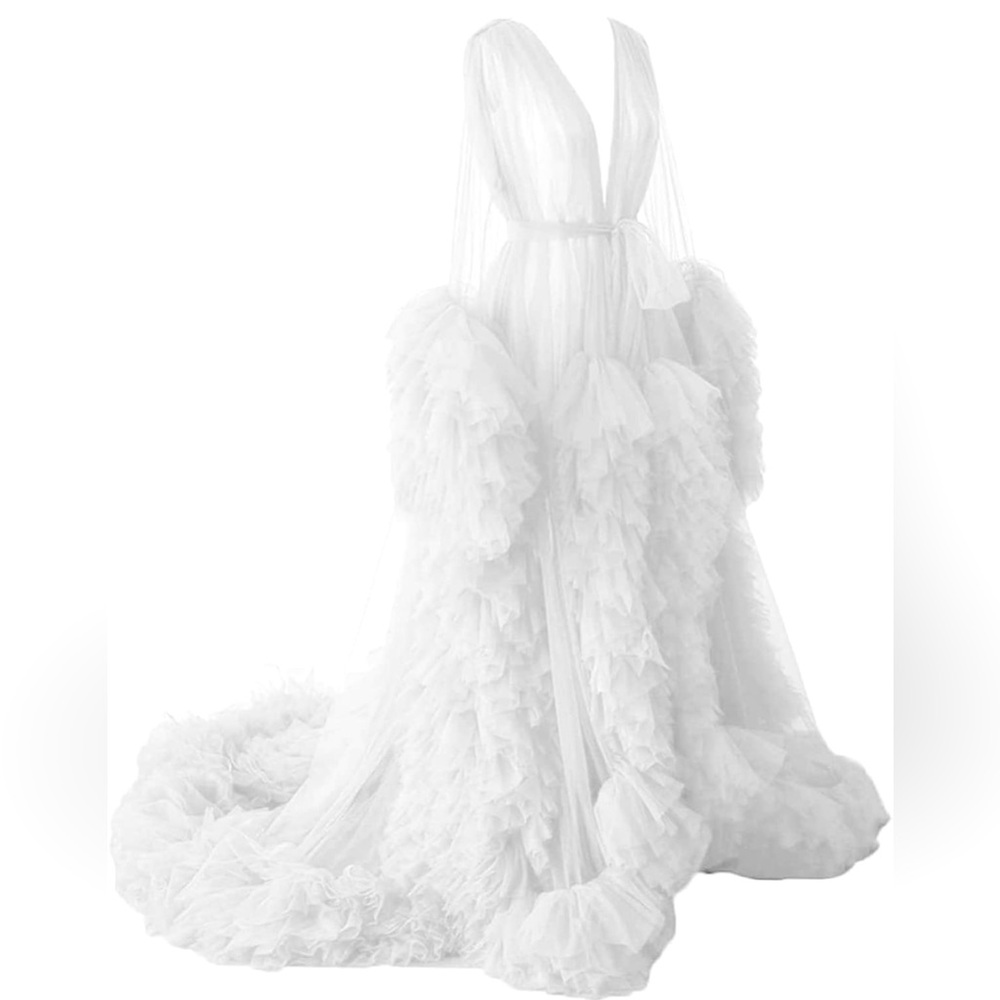 White Tulle Gown for Bridal Robe or Maternity Photoshoot